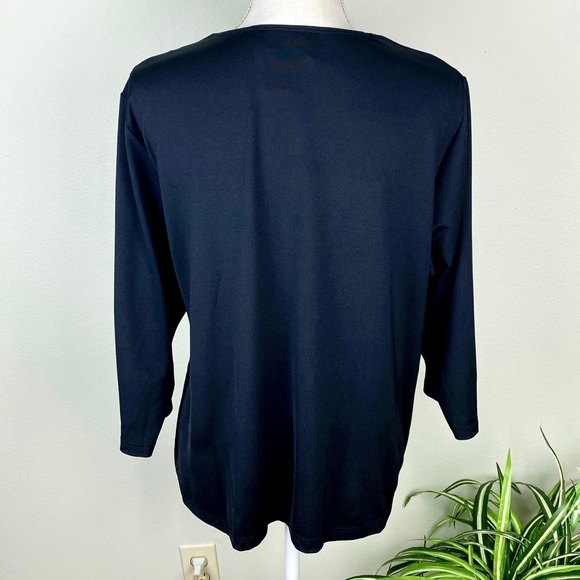 Susan Graver, Plus Size 1X Black Blouse Square Neckline Stretchy EUC - Picture 7 of 9